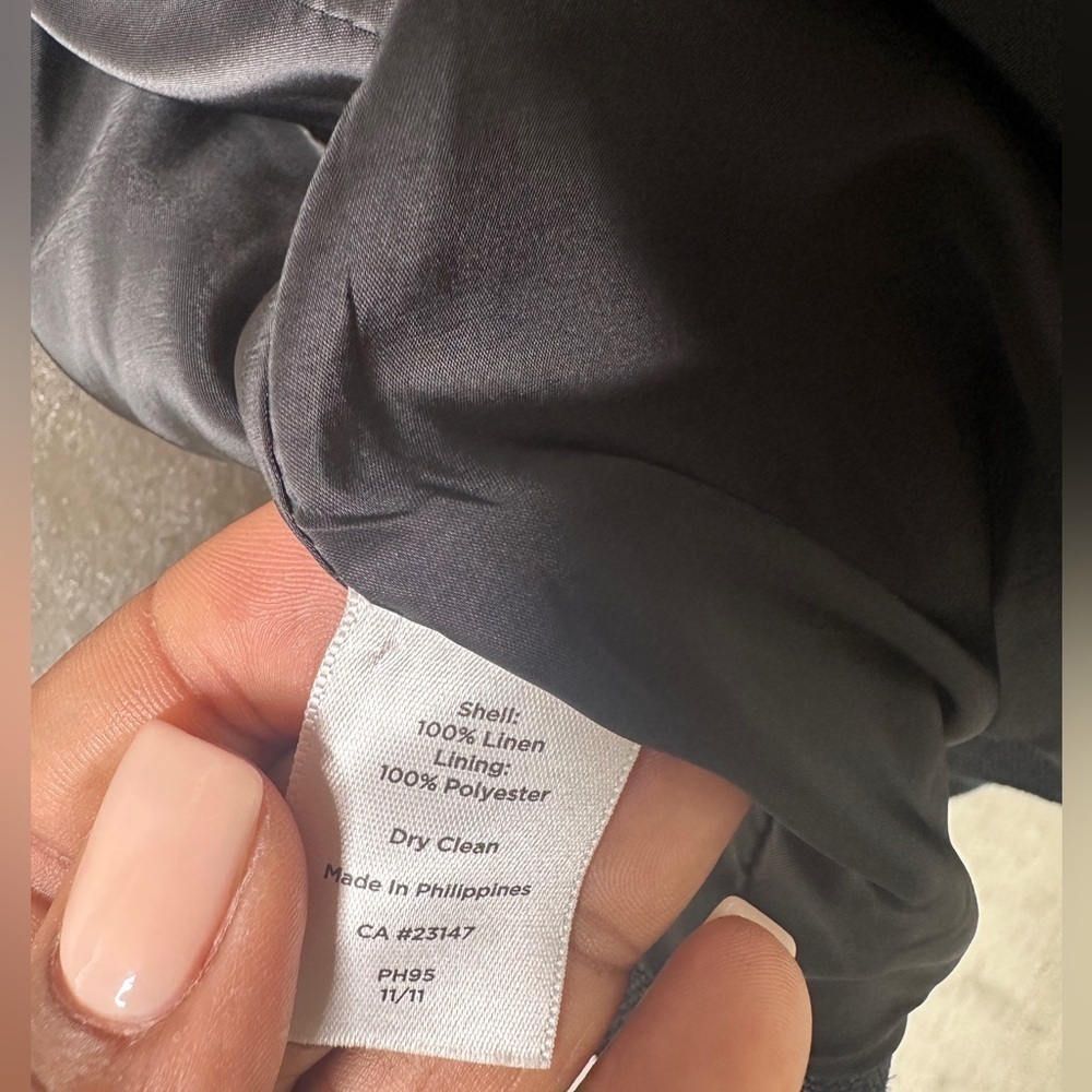 Talbots 100% Linen Collarless Button Down Black L… - image 7